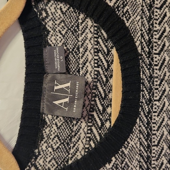 A/X black/ligh gray winter print wool blend crewneck sweater - Picture 2 of 8
